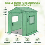 6x6/ 8x8/ 10x10 Portable Pop Up Greenhouse, Patented Center Lock with Gable Roof - Eagle Peak®