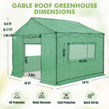 6x6/ 8x8/ 10x10 Portable Pop Up Greenhouse, Patented Center Lock with Gable Roof - Eagle Peak®