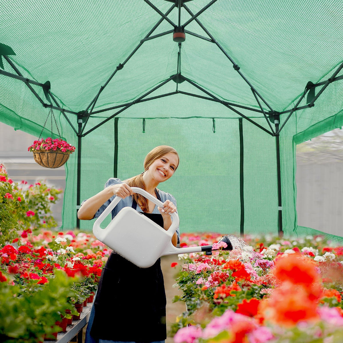 6x6/ 8x8/ 10x10 Portable Pop Up Greenhouse, Patented Center Lock with Gable Roof - Eagle Peak®