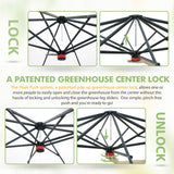 6x6/ 8x8/ 10x10 Portable Pop Up Greenhouse, Patented Center Lock with Gable Roof - Eagle Peak®