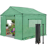 6x6/ 8x8/ 10x10 Portable Pop Up Greenhouse, Patented Center Lock with Gable Roof - Eagle Peak