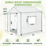 6x6/ 8x8/ 10x10 Portable Pop Up Greenhouse, Patented Center Lock with Gable Roof - Eagle Peak®