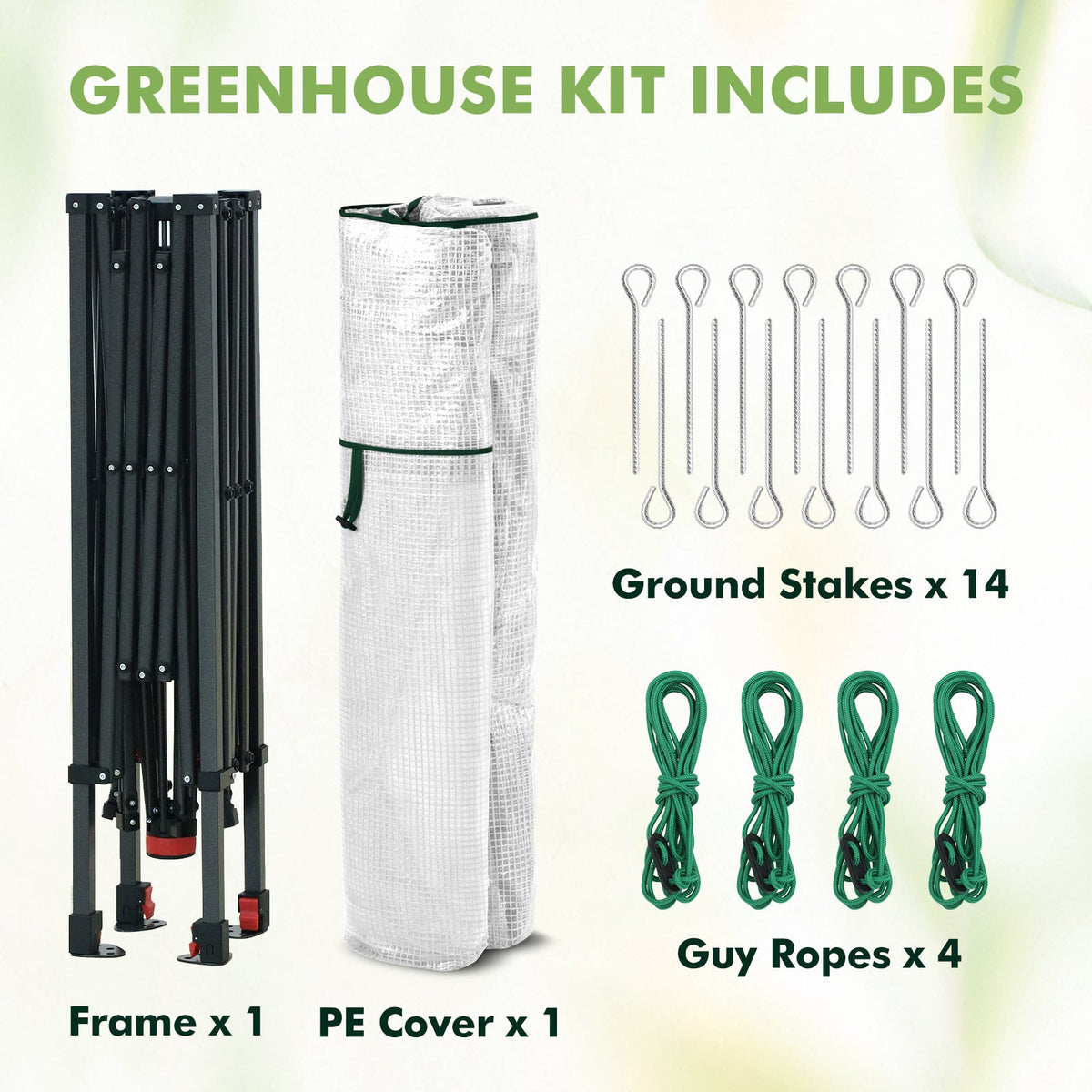 6x6/ 8x8/ 10x10 Portable Pop Up Greenhouse, Patented Center Lock with Gable Roof - Eagle Peak®