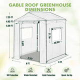 6x6/ 8x8/ 10x10 Portable Pop Up Greenhouse, Patented Center Lock with Gable Roof - Eagle Peak®