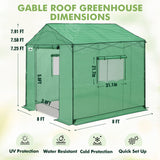 6x6/ 8x8/ 10x10 Portable Pop Up Greenhouse, Patented Center Lock with Gable Roof - Eagle Peak®