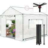 6x6/ 8x8/ 10x10 Portable Pop Up Greenhouse, Patented Center Lock with Gable Roof - Eagle Peak®