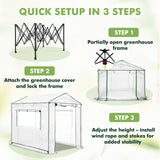 6x6/ 8x8/ 10x10 Portable Pop Up Greenhouse, Patented Center Lock with Gable Roof - Eagle Peak®