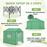 6x6/ 8x8/ 10x10 Portable Pop Up Greenhouse, Patented Center Lock with Gable Roof - Eagle Peak®
