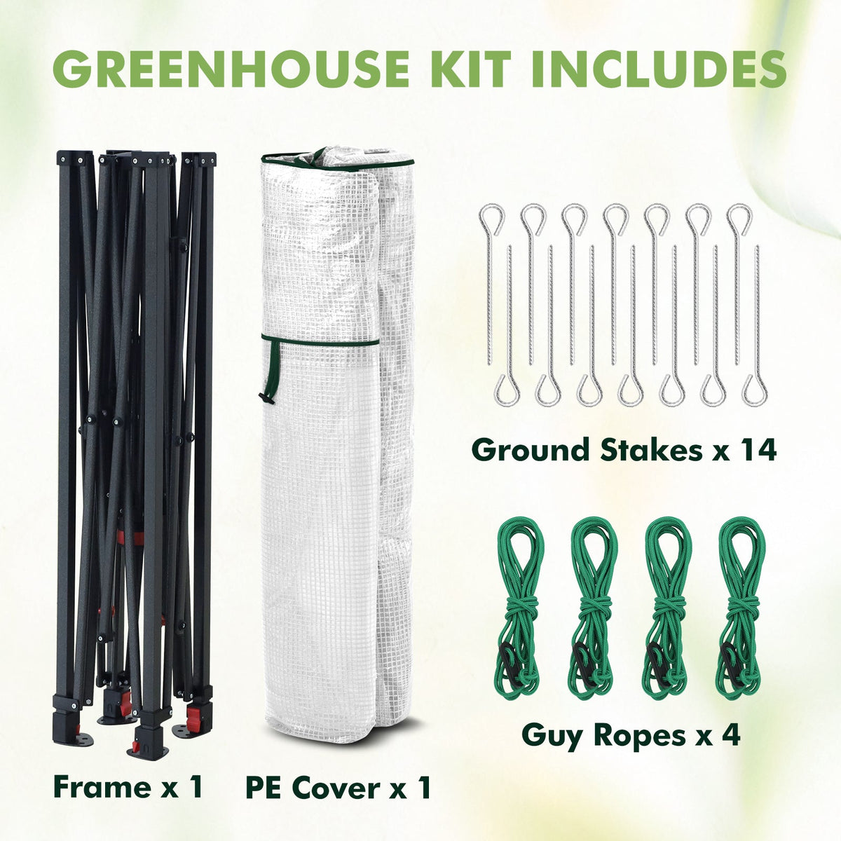 6x6/ 8x8/ 10x10 Portable Pop Up Greenhouse, Patented Center Lock with Gable Roof - Eagle Peak®