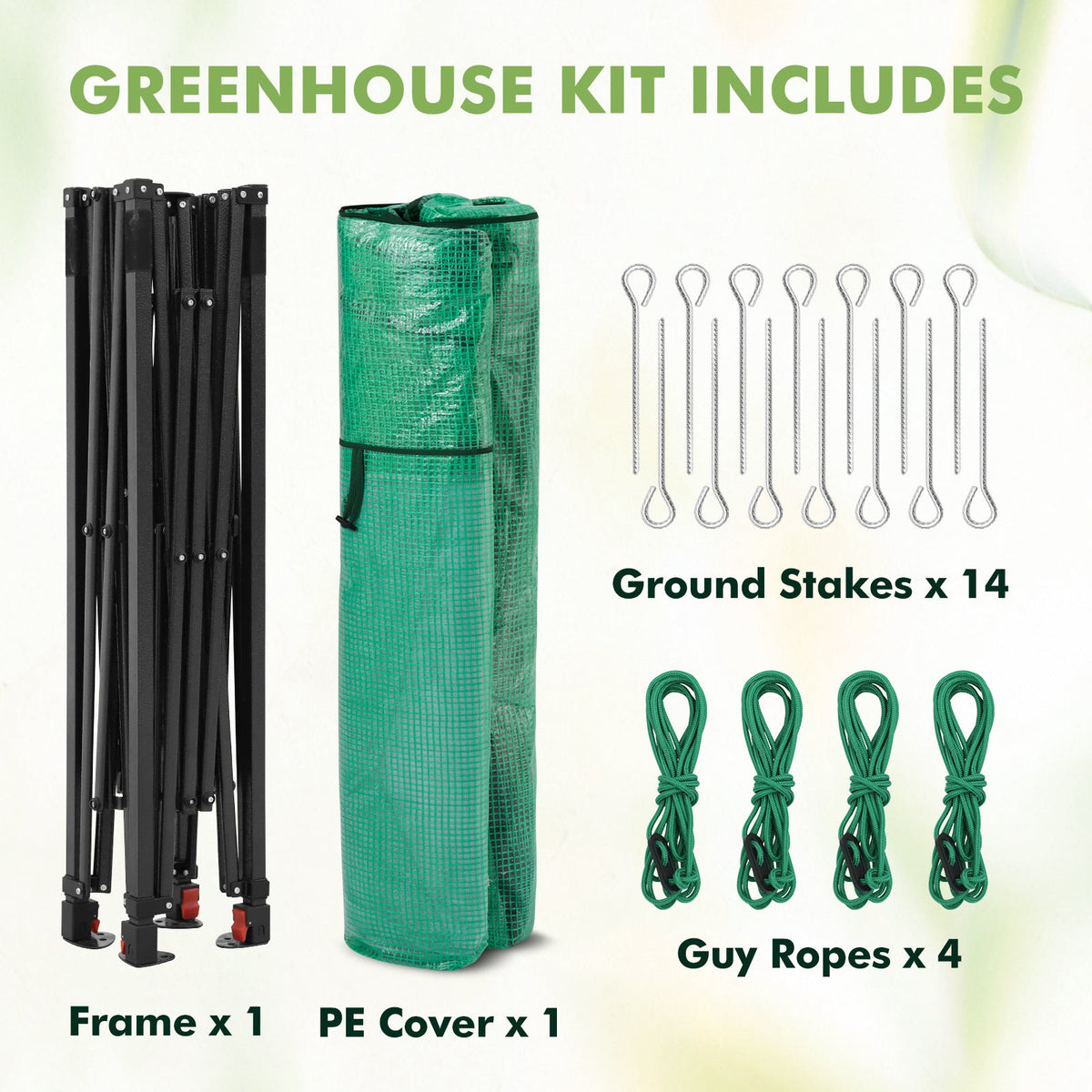6x6/ 8x8/ 10x10 Portable Pop Up Greenhouse, Patented Center Lock with Gable Roof - Eagle Peak®