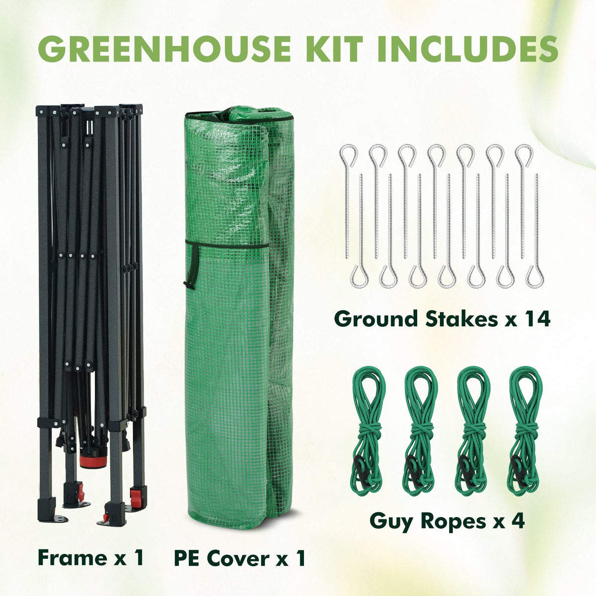 6x6/ 8x8/ 10x10 Portable Pop Up Greenhouse, Patented Center Lock with Gable Roof - Eagle Peak®
