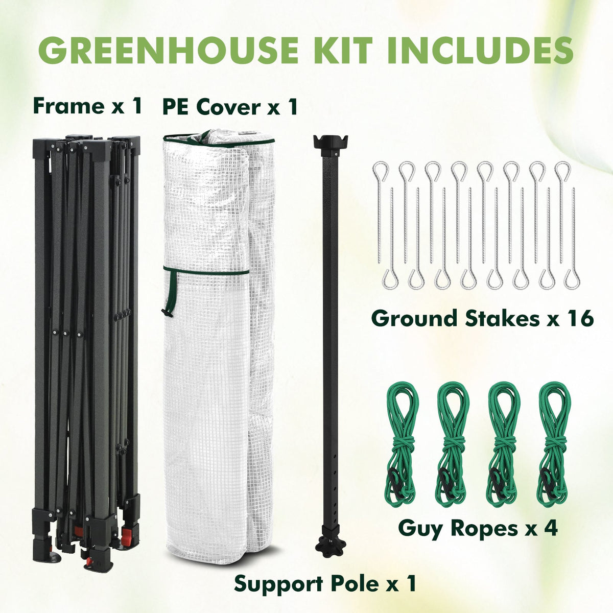 6x6/ 8x8/ 10x10 Portable Pop Up Greenhouse, Patented Center Lock with Gable Roof - Eagle Peak®