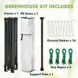 6x6/ 8x8/ 10x10 Portable Pop Up Greenhouse, Patented Center Lock with Gable Roof - Eagle Peak®