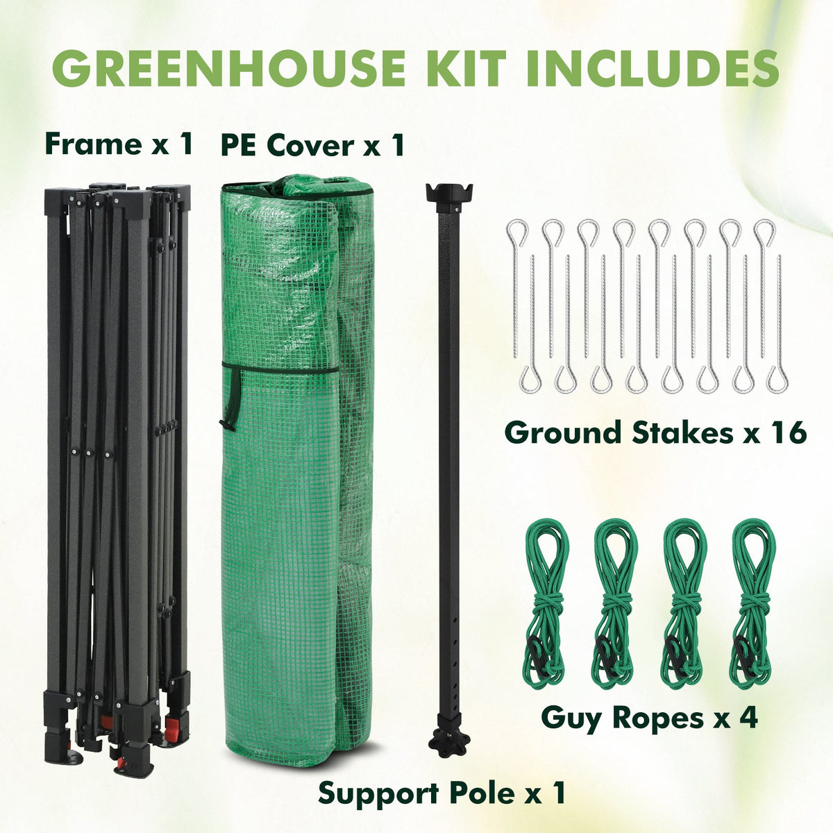 6x6/ 8x8/ 10x10 Portable Pop Up Greenhouse, Patented Center Lock with Gable Roof - Eagle Peak®