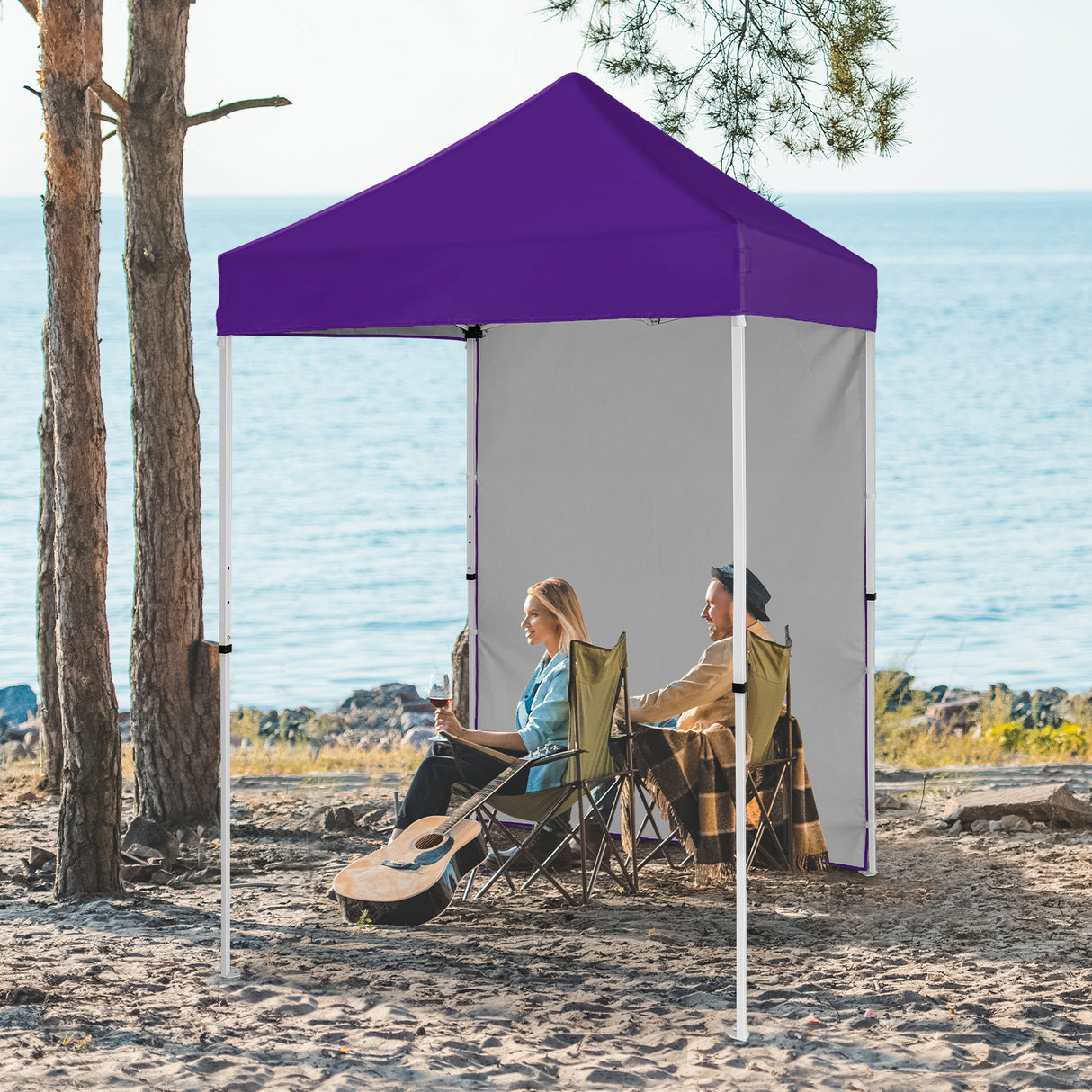 5x5 Straight Leg Pop Up Canopy Tent with One Removable Sunwall