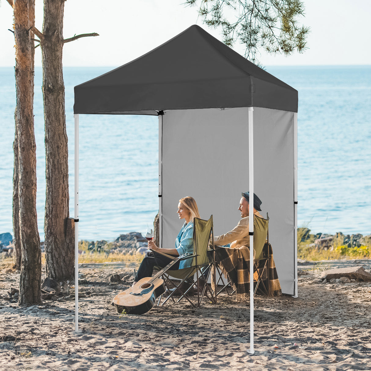 EAGLE PEAK Straight Leg Outdoor Portable Canopy Tent with Removable Sunwalls 5x5 ft, Carry Bag Included