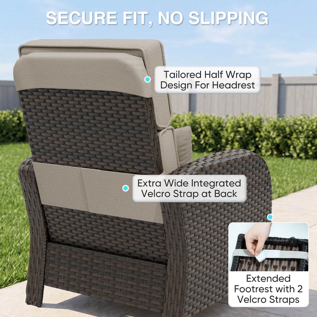 Outdoor Wicker Recliner Chair with Footrest