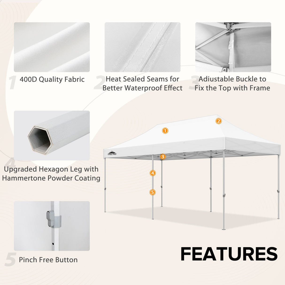 Commercial Heavy Duty 10x15/10x20 Pop Up Canopy, 4 Sidewalls