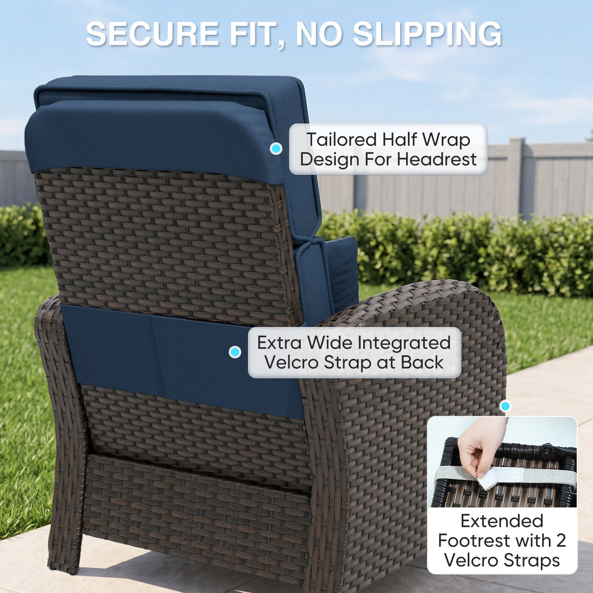 Outdoor Wicker Recliner Chair with Footrest