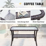 7pc Rattan Outdoor Conversation Set, Includes Swivel Rocker Chairs with Side Table, Loveseat, and Coffee Table - Eagle Peak Custom Canopy Tent