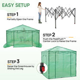 7x7 Easy Setup Pop Up Greenhouse, 2 Folding Shelves - Eagle Peak®