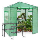 7x7 Pop up Greenhouse Portable Walk - in with 2 Foldable Shelves - Eagle Peak