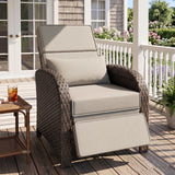 Outdoor Wicker Recliner Chair with Footrest