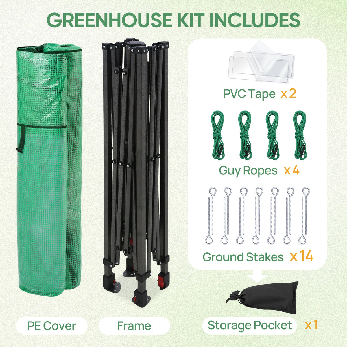 8x6 Easy Setup Pop Up Greenhouse, Mesh Door & Windows - Eagle Peak®