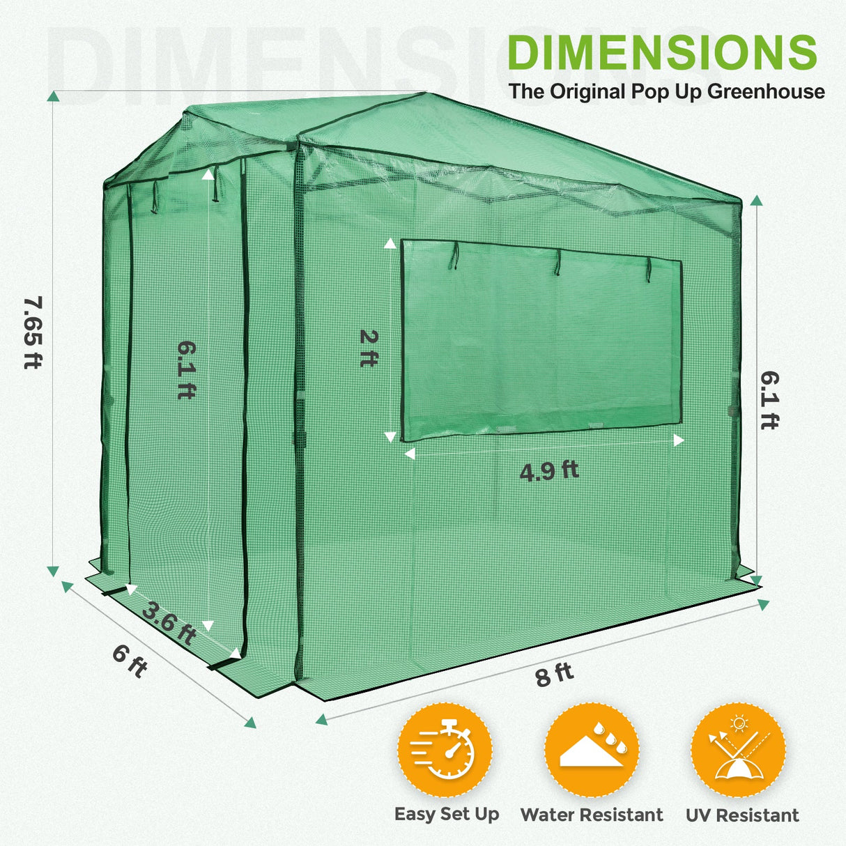 8x6 Walk - in Greenhouse with Upgraded Screen Mesh Door - Eagle Peak