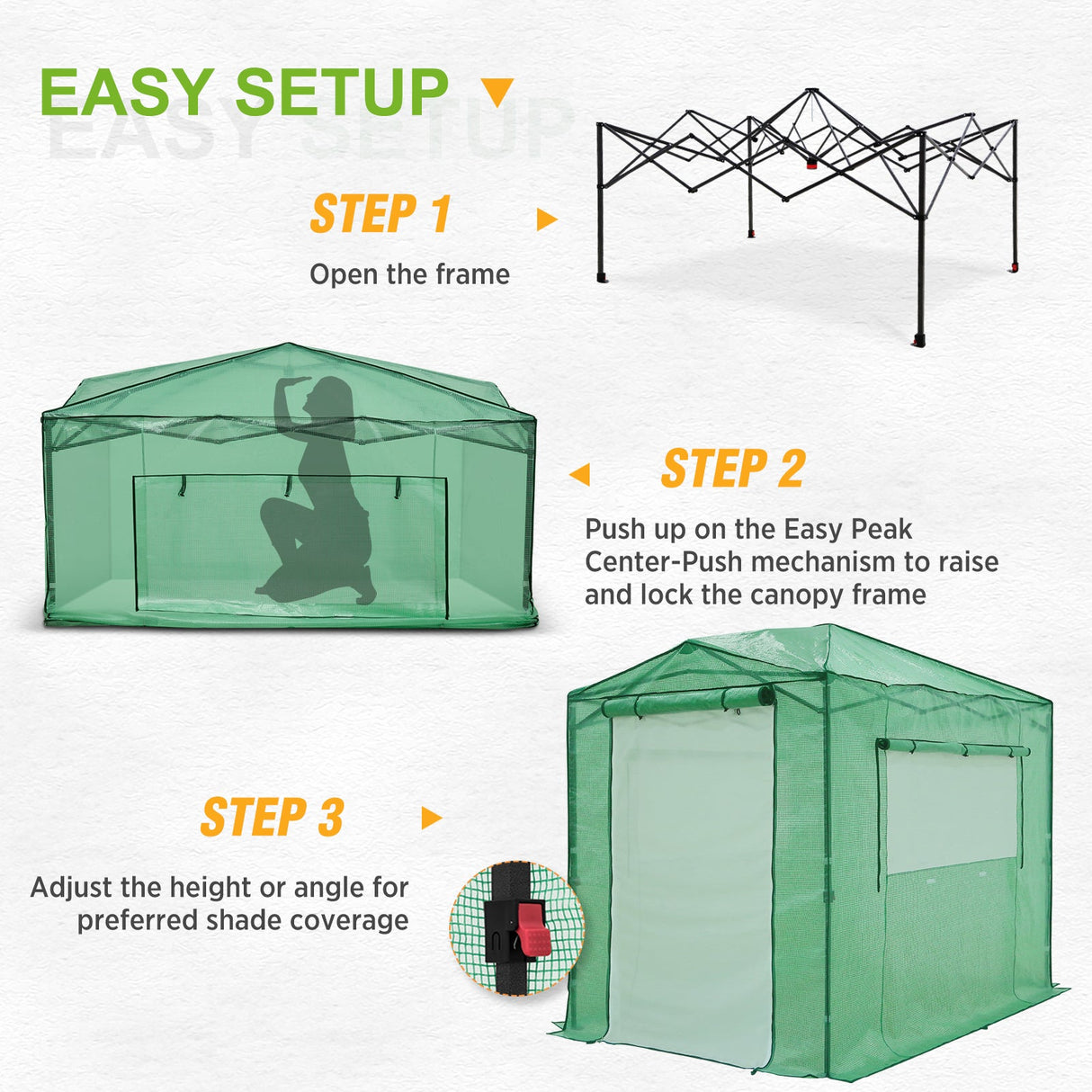 8x6 Walk - in Greenhouse with Upgraded Screen Mesh Door - Eagle Peak