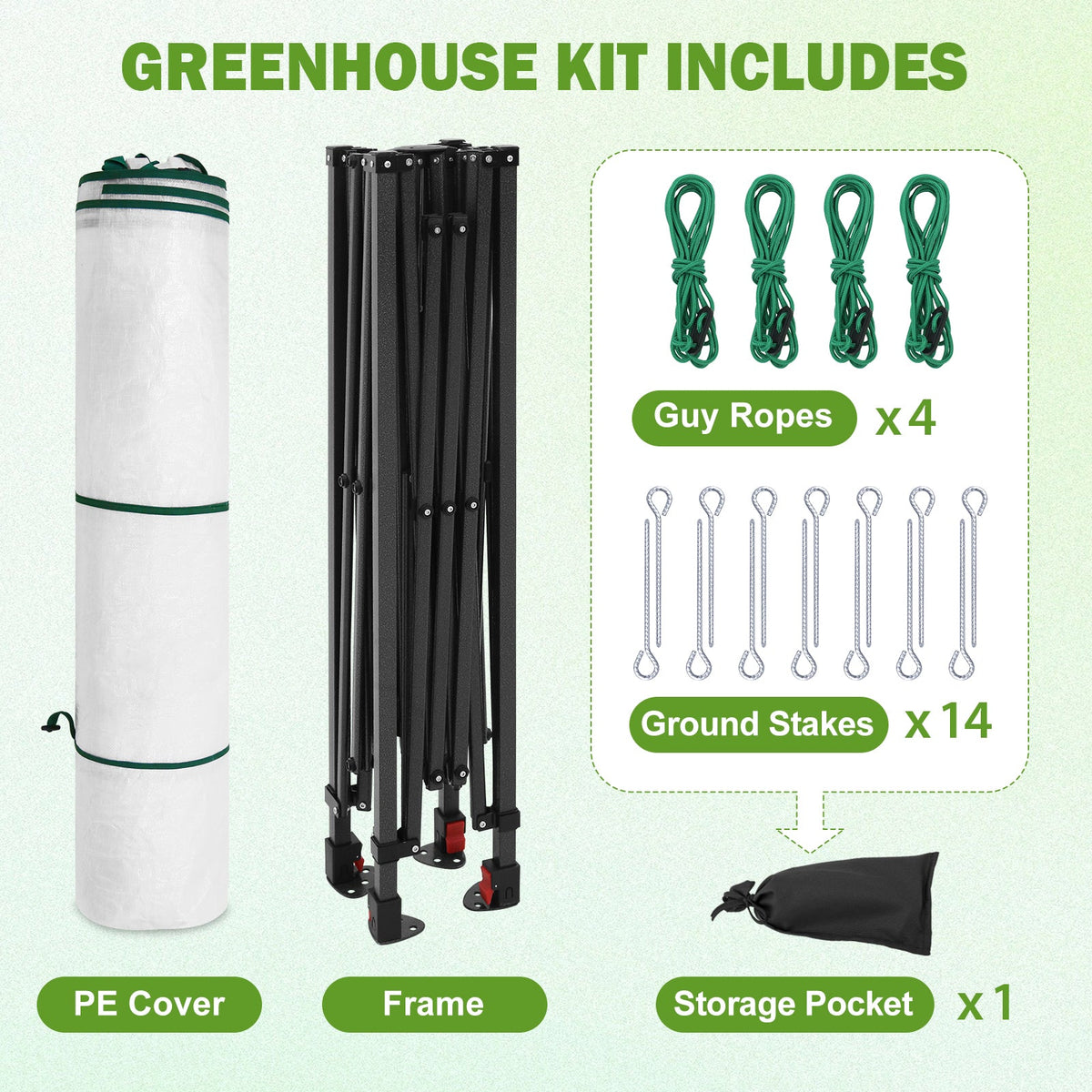 8x6/12x8 Easy Setup Pop Up Greenhouse, Support Pole - Eagle Peak®