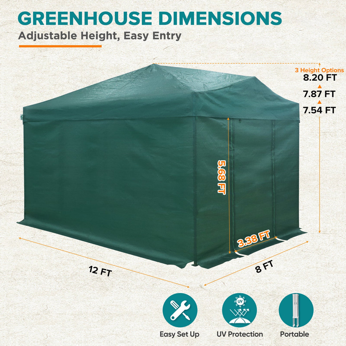 8x6/8x12/10x10 Walk in Shade Cloth Cover Greenhouse Gable Roof Gardening Green House with Mesh Cover - Eagle Peak Custom Canopy Tent