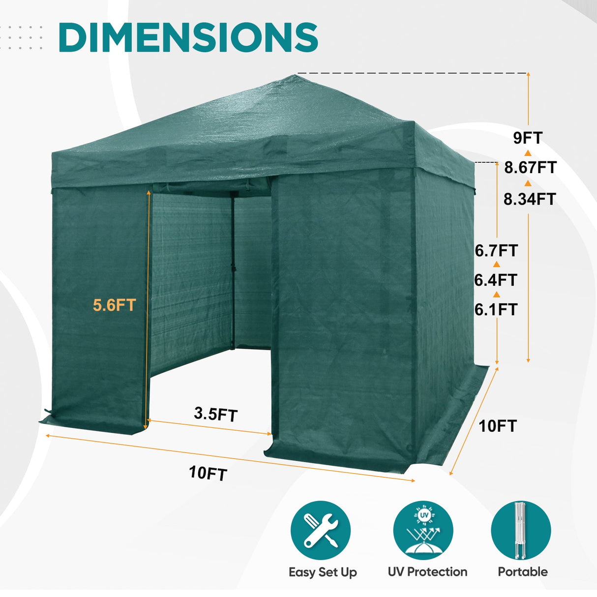 8x6/8x12/10x10 Walk in Shade Cloth Cover Greenhouse Gable Roof Gardening Green House with Mesh Cover - Eagle Peak Custom Canopy Tent