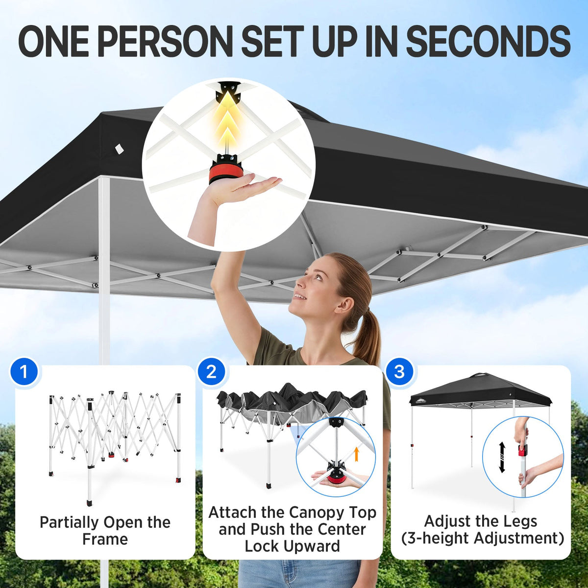 8x8 Pop Up Canopy Tent Easy Up Canopy Outdoor - Eagle Peak®