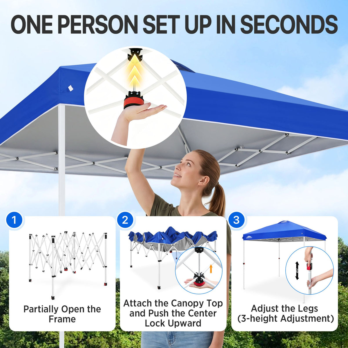 8x8 Pop Up Canopy Tent Easy Up Canopy Outdoor - Eagle Peak®