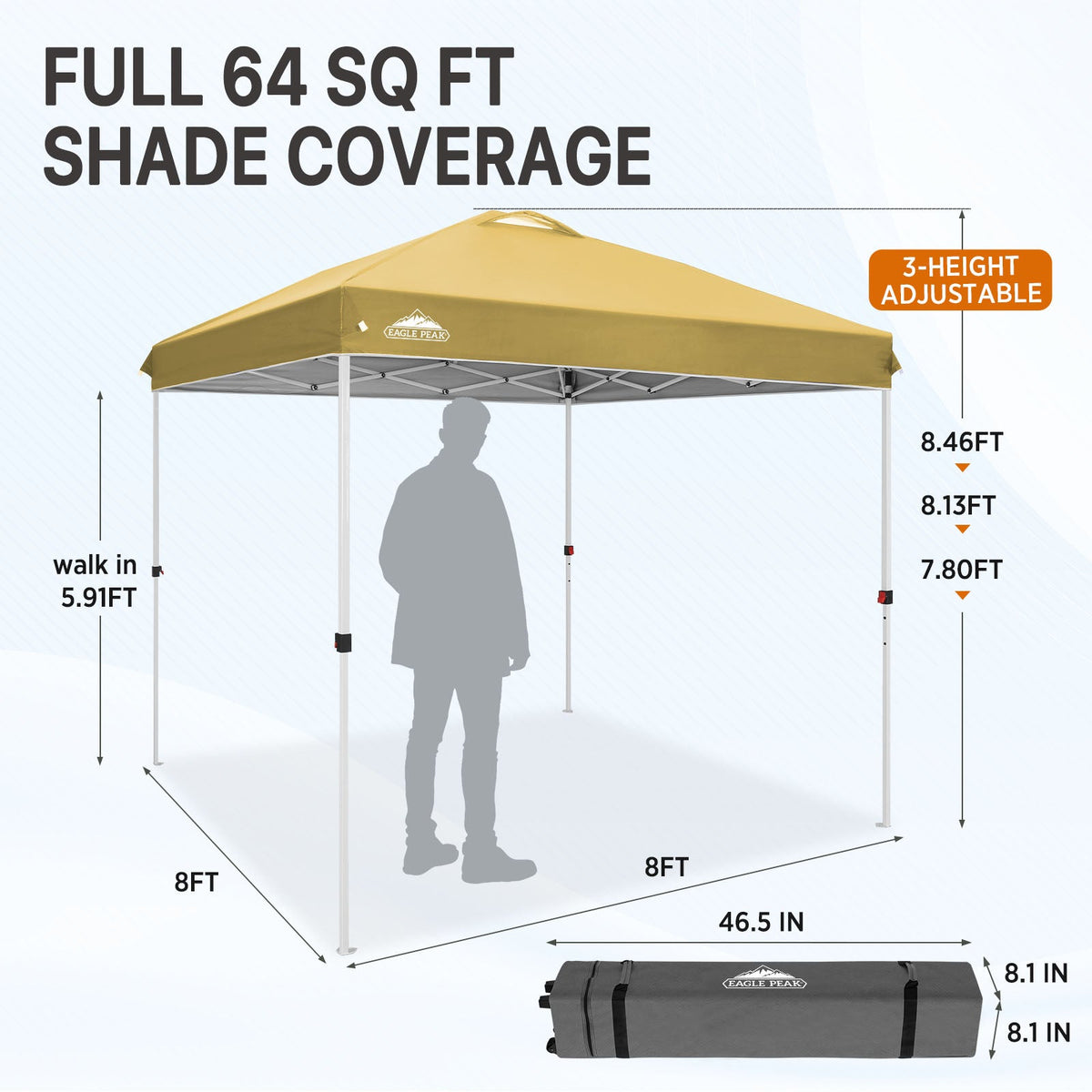8x8 Pop Up Canopy Tent Easy Up Canopy Outdoor - Eagle Peak®