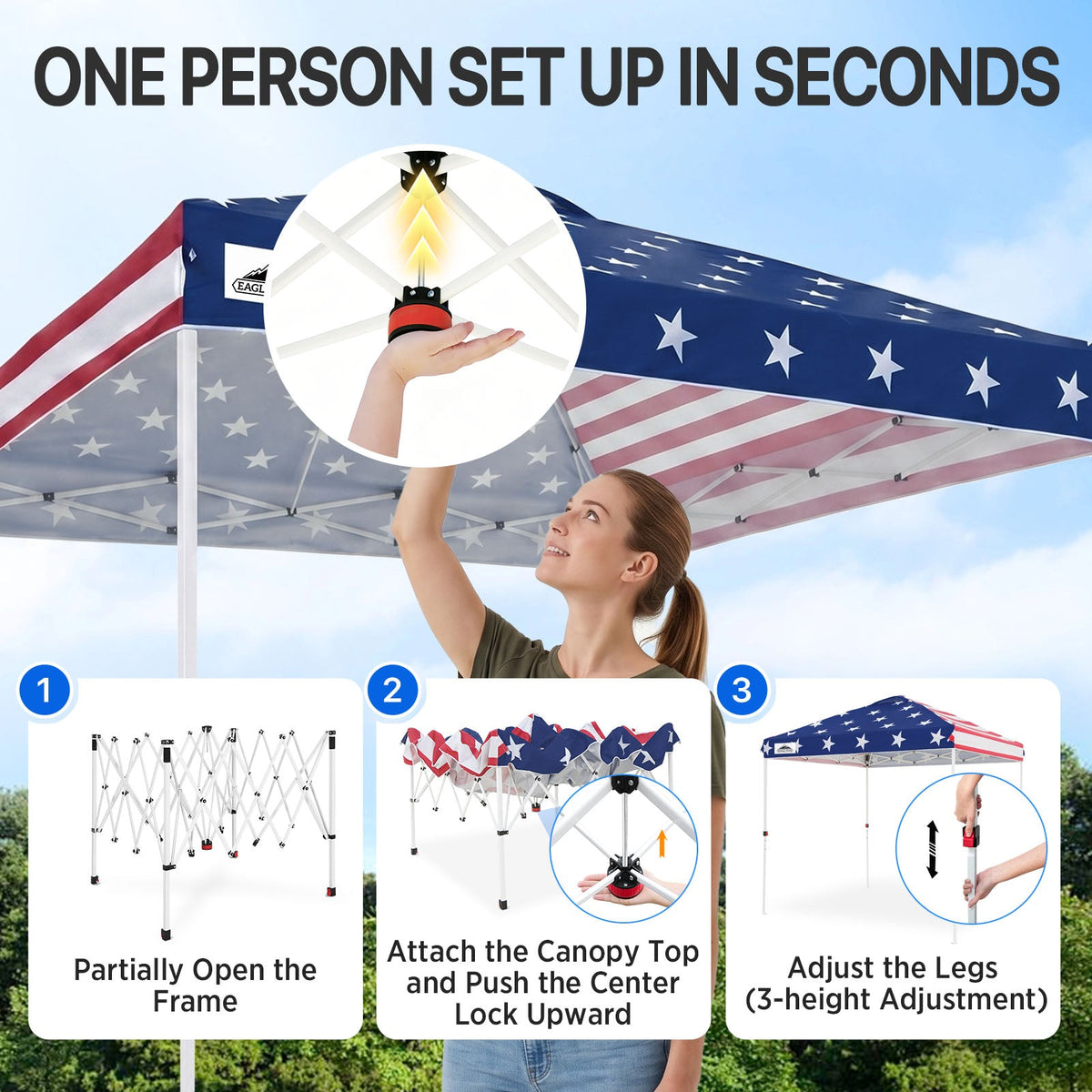 8x8 Pop Up Canopy Tent Easy Up Canopy Outdoor - Eagle Peak®