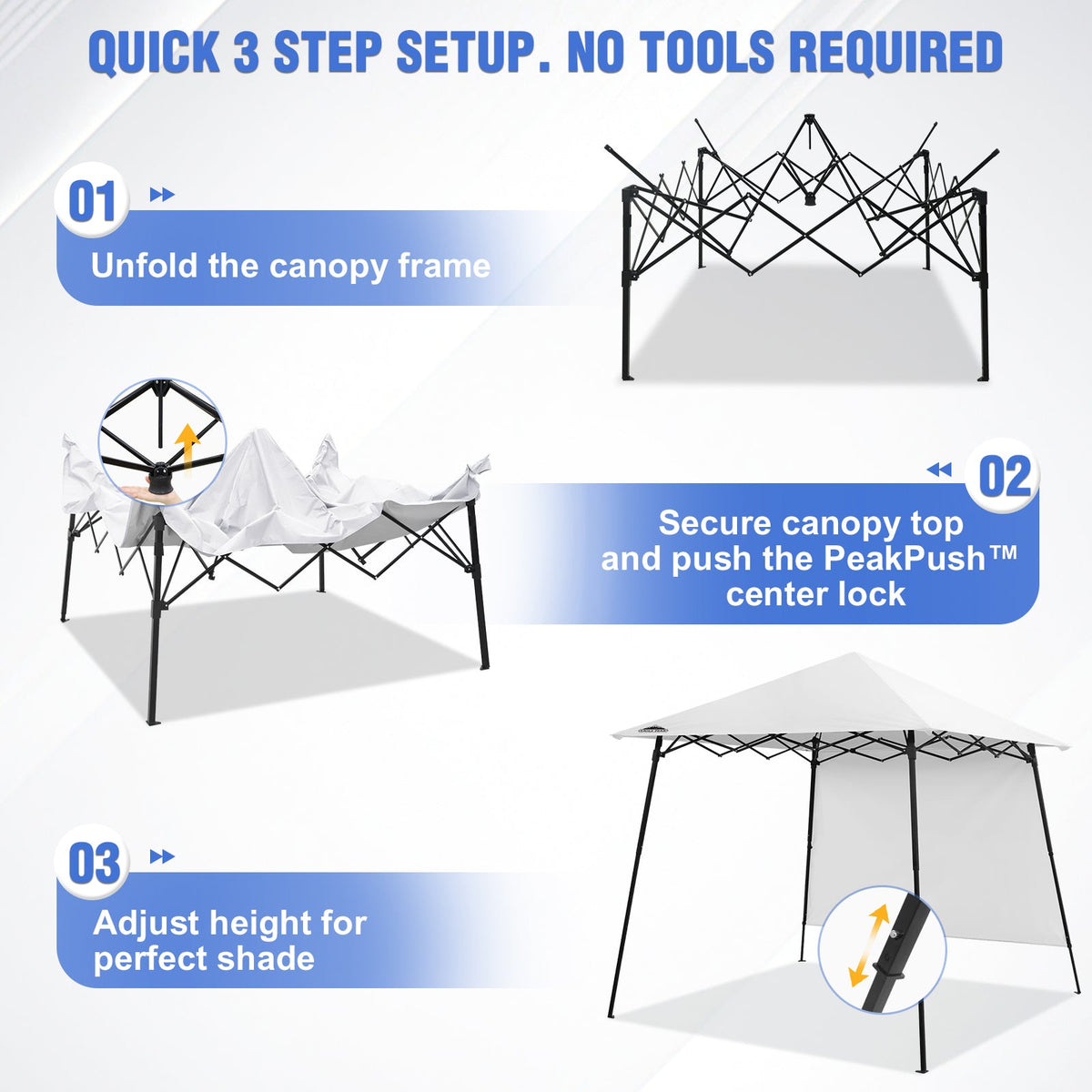 8X8 Pop Up Canopy Tent, Sidewall, Extended Eaves - Eagle Peak®