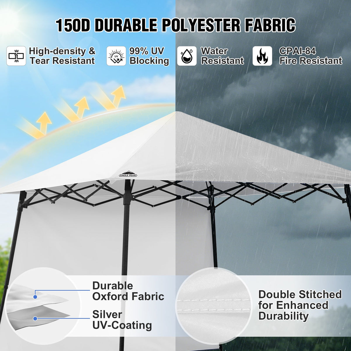8X8 Pop Up Canopy Tent, Sidewall, Extended Eaves - Eagle Peak®