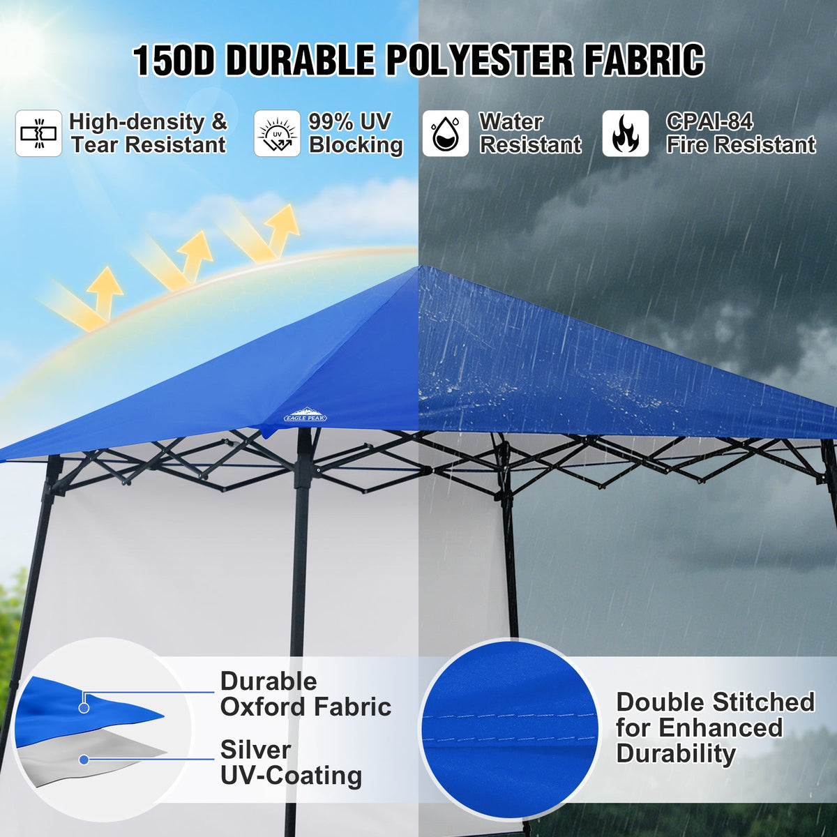 8X8 Pop Up Canopy Tent, Sidewall, Extended Eaves - Eagle Peak®