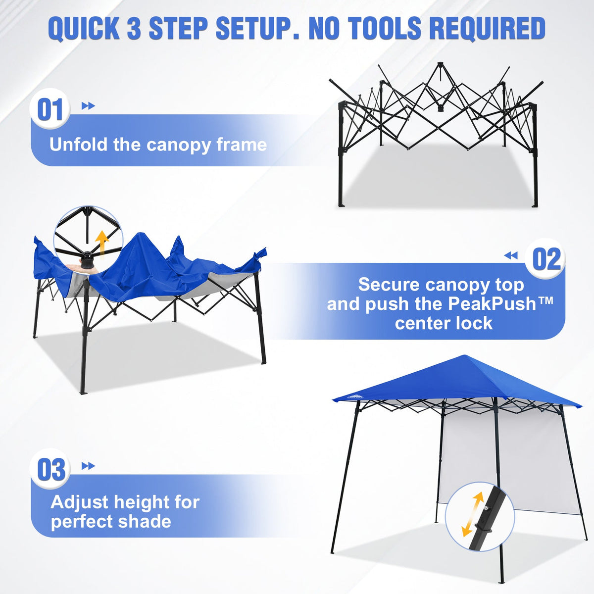 8X8 Pop Up Canopy Tent, Sidewall, Extended Eaves - Eagle Peak®
