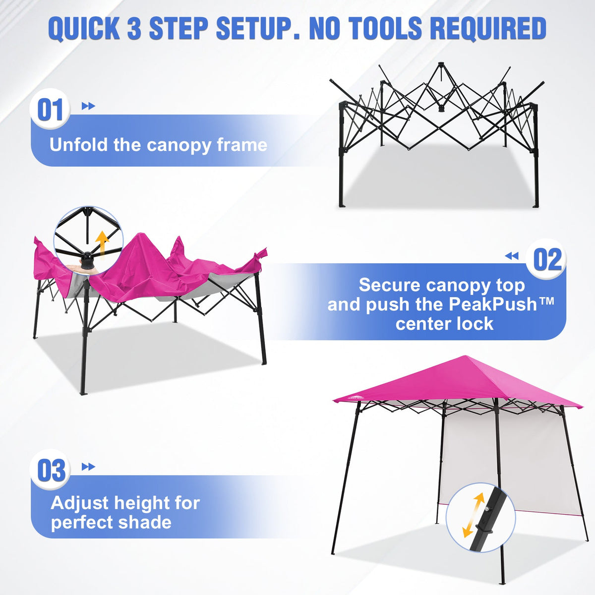 8X8 Pop Up Canopy Tent, Sidewall, Extended Eaves - Eagle Peak®