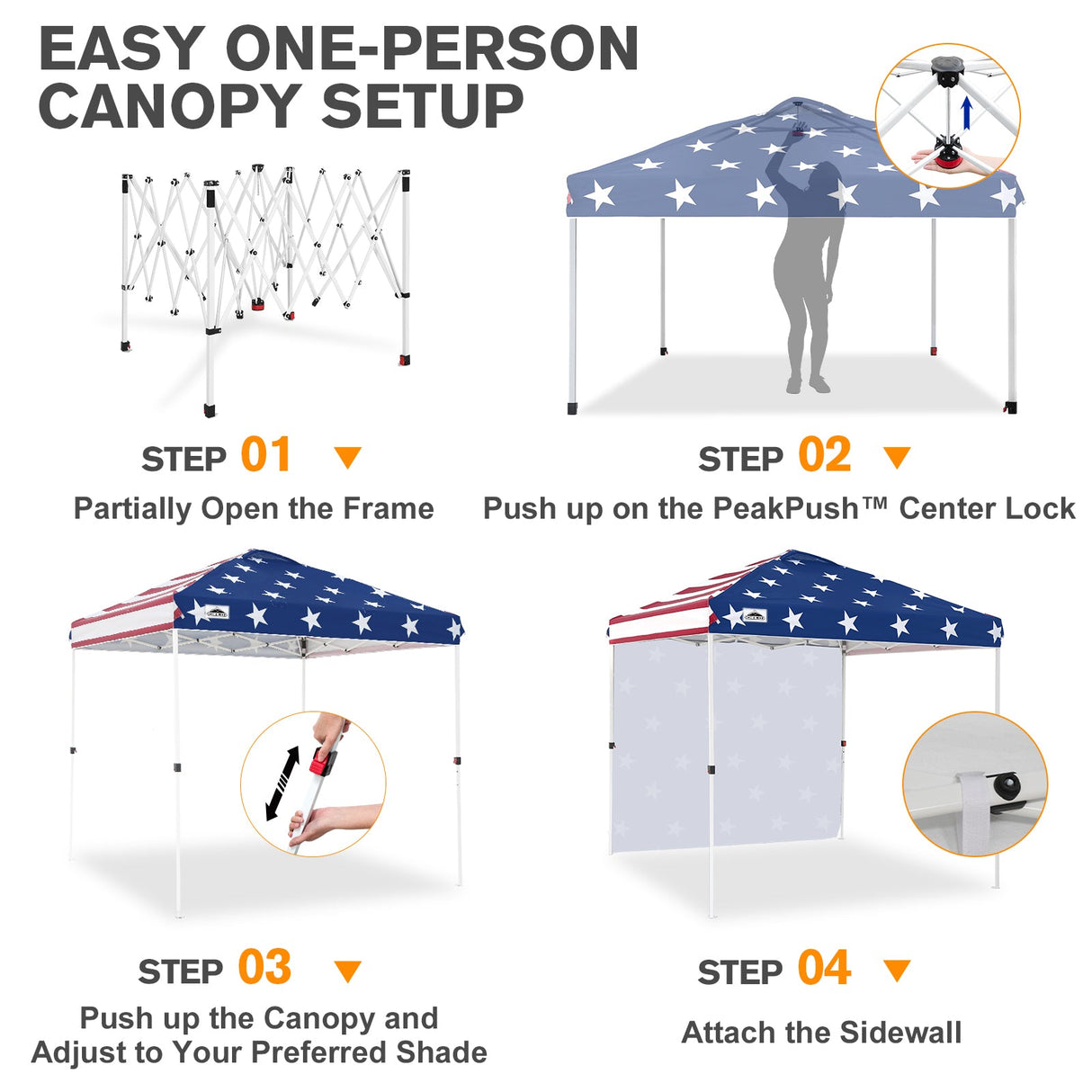 8x8 Pop Up Canopy Tent with 1 Sidewall - Eagle Peak®