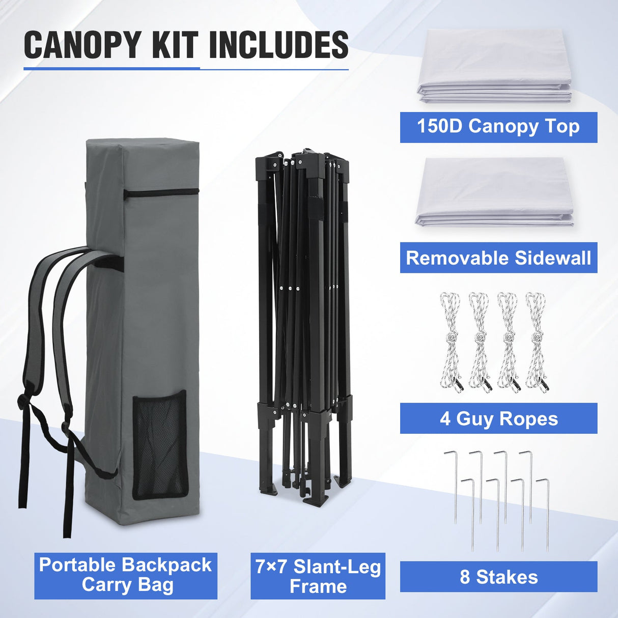 8x8 Pop Up Canopy Tent with Extended Eaves & Sidewall - Eagle Peak Custom Canopy Tent