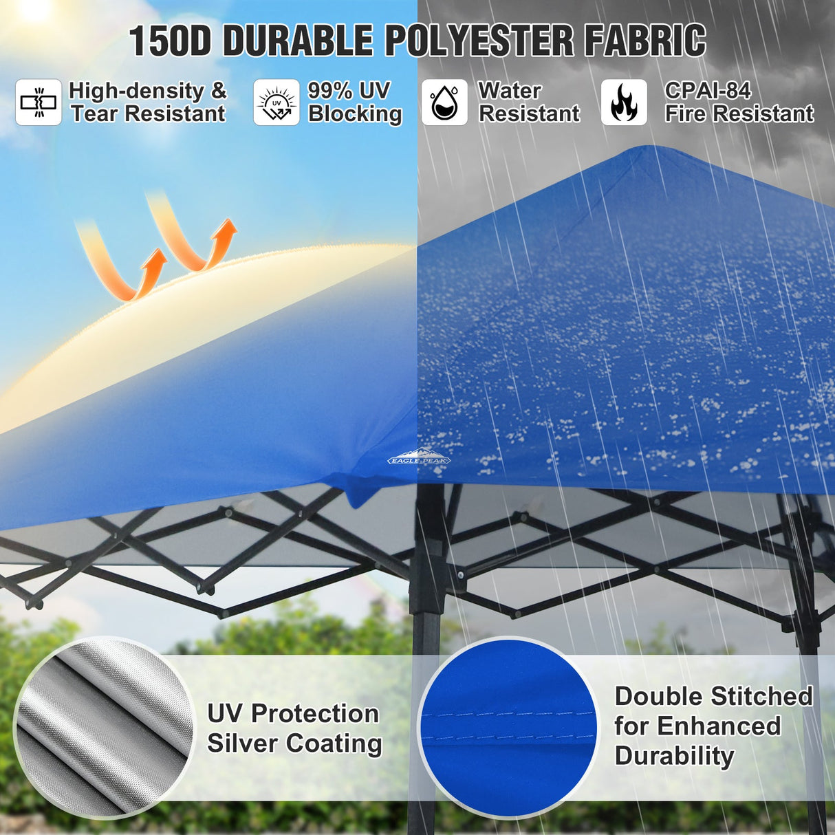 8x8 Pop Up Canopy Tent with Extended Eaves & Sidewall - Eagle Peak Custom Canopy Tent