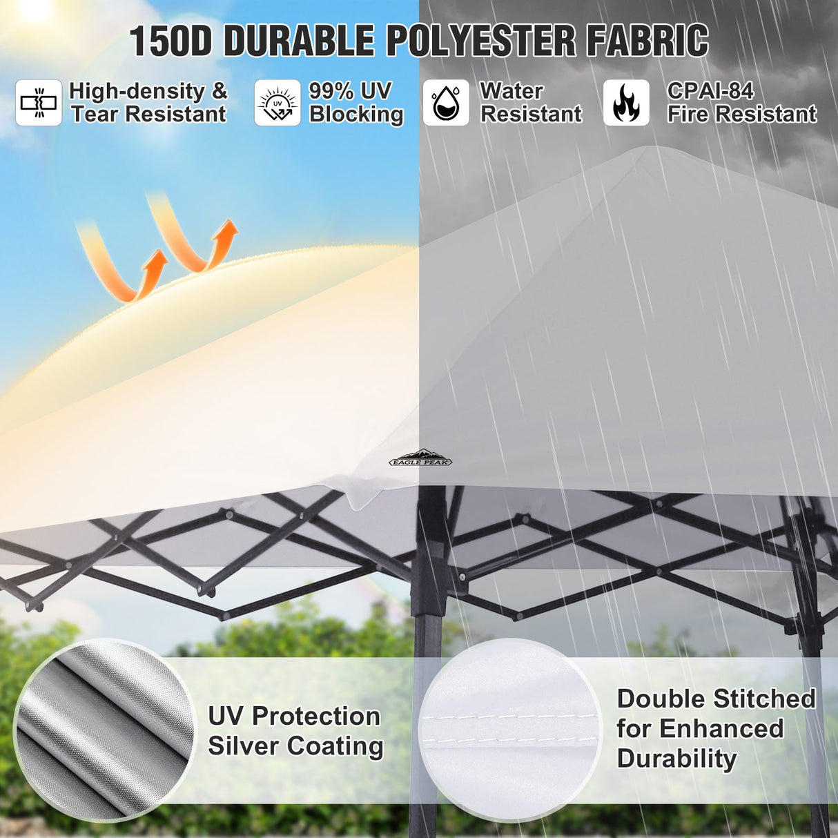 8x8 Pop Up Canopy Tent with Extended Eaves & Sidewall - Eagle Peak Custom Canopy Tent