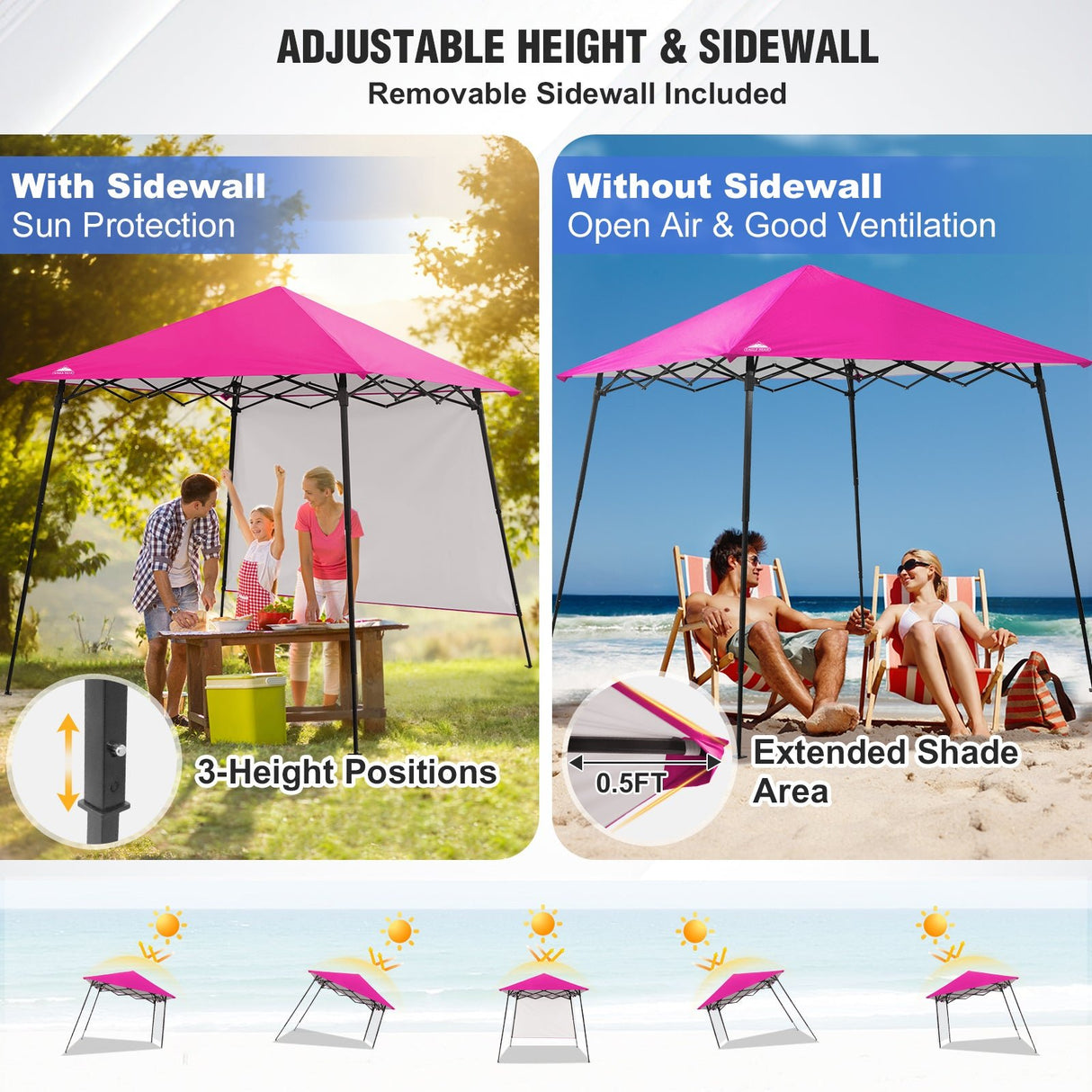 8x8 Pop Up Canopy Tent with Extended Eaves & Sidewall - Eagle Peak Custom Canopy Tent