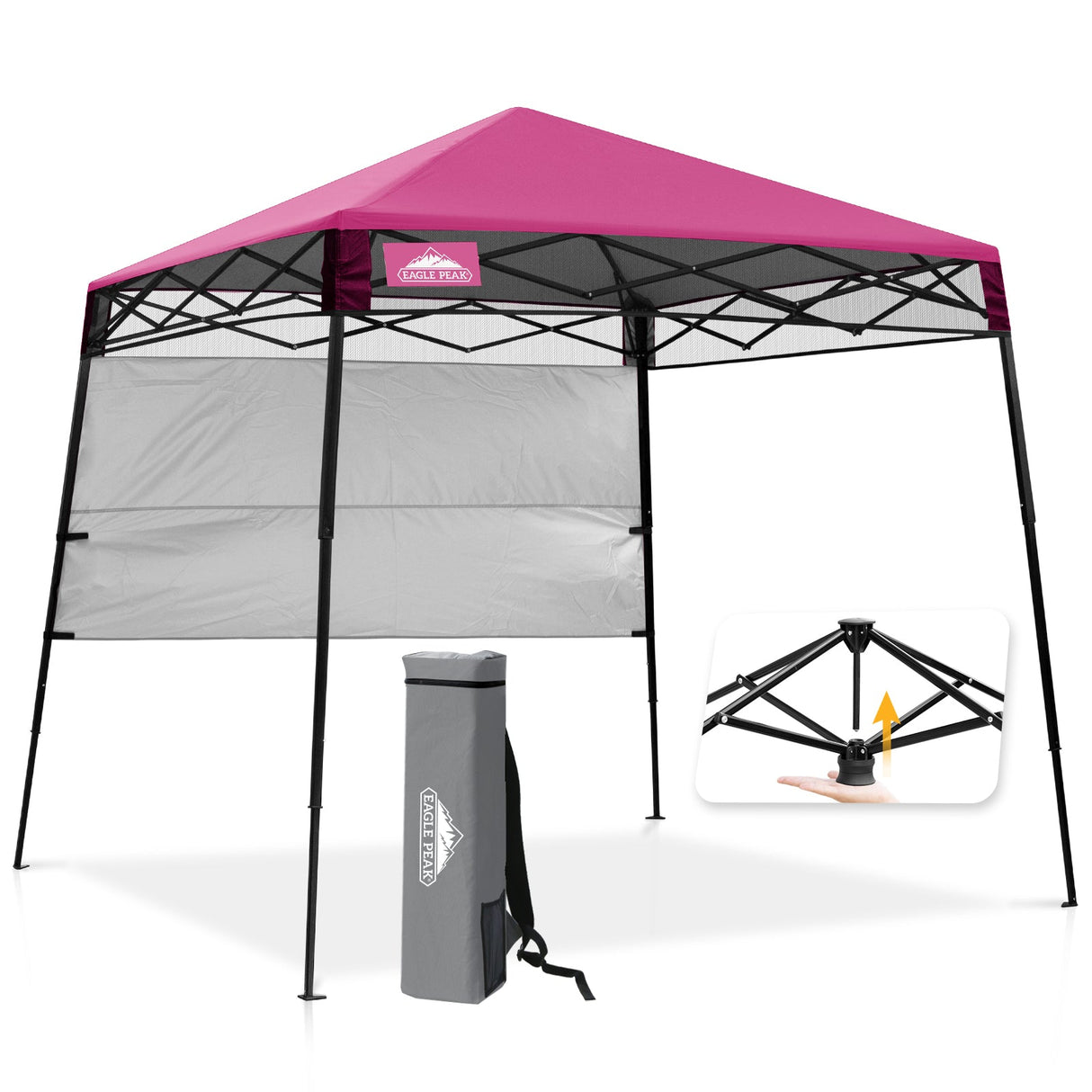 8x8 Pop Up Canopy Tent with Sidewall,8x8 Base 6x6 Top - Eagle Peak®