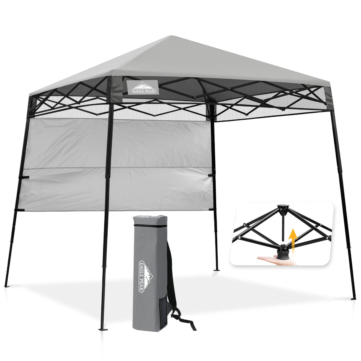 8x8 Pop Up Canopy Tent with Sidewall,8x8 Base 6x6 Top - Eagle Peak®