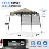 8x8 Pop Up Canopy Tent with Sidewall,8x8 Base 6x6 Top - Eagle Peak®